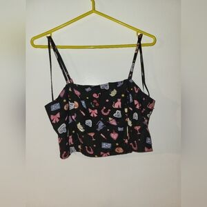 Midnight Sky Black Y2K Style Cropped Tank Top Size Large Brand New Without Tag